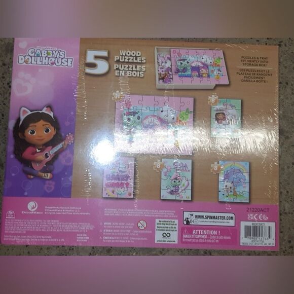 New Gabby's Dollhouse 5 Wooden Puzzle Set - Picture 2 of 2